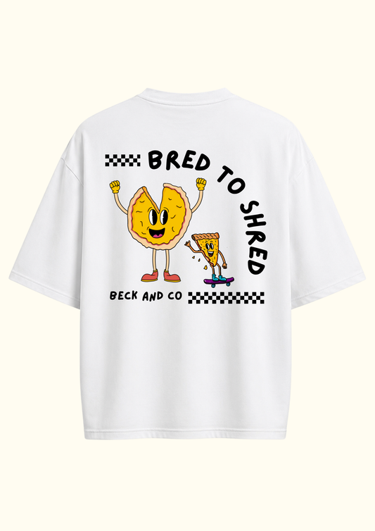 White illustrated skater t-shirt with cartoon graphics and text on a white background