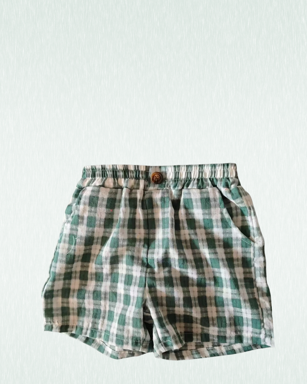 Kids plaid shorts on a white background