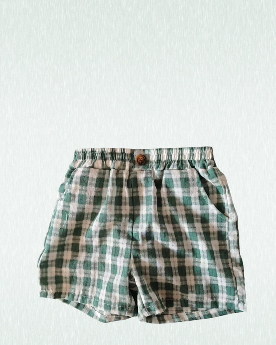 Kids plaid shorts on a white background